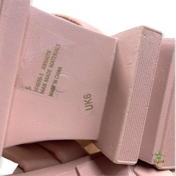 EGO Annalyn Pink Nude Chunky Faux Leather Sandals  - Picture 7 of 10